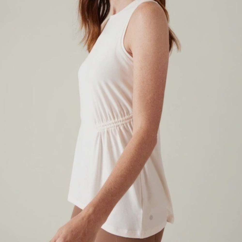 Athleta Air Out Cinch Cream Sleeveless Tank Top